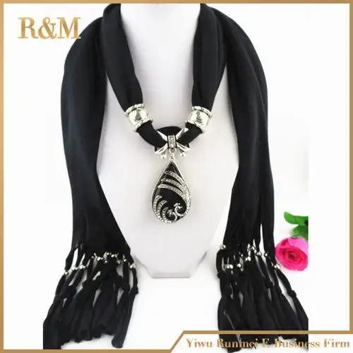 [RUNMEIFA] Модный Ювелирный вязаный женский шарф с бусинами, высококачественный шелковый шарф, классический дизайн, одноцветная Женская шаль, шарф с подвеской - Цвет: 7