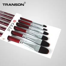 Transon208 6 шт./компл. филберт голова красный нейлон кисточка для макияжа, красный кисточка для рисования, кисть для акварели искусство Сделано в Китае