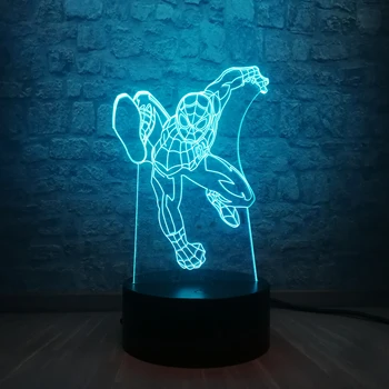 

Marvel Avengers SpiderMan 3D LED 7 Color Change Cool Boy Bedroom Decor Night Light Desk Table Lamp Teenager Christmas Gift Toys