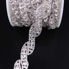 Блестящая серебряная лента с кристаллами ручной работы для обуви сумки одежды костюм кристаллы отделка для ремешок для свадебного платья свадебный головной убор