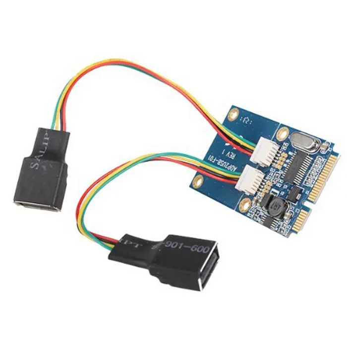 50 шт./лот ноутбук ПК двойной USB 2 0 Female to Mini PCI-E Express адаптер для флеш-диска и