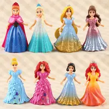 8pcs/lot Disny Princess Anime Action Figures Ariel Snow Queen Elsa Anna Statue Magic Clip Princess Dolls Kids Toys