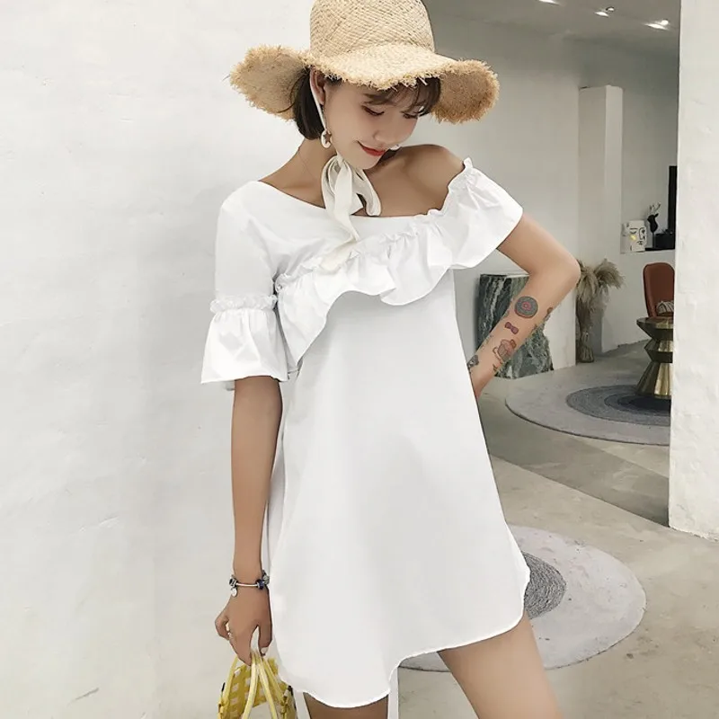 Girl Sexy Ruffle Short Sleeve Dress Women White Lace Mini Sweet 2018 ...