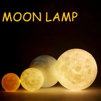 

USB moon lamp 3D Print night light 2 Color Change Tap Control lamp lights for Kids Bedside Night Light Home Decor Creative Gift