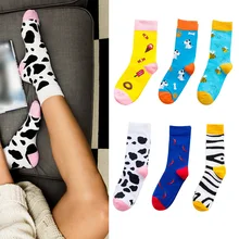 Высококачественные забавные повседневные носки для женщин с рисунком пчелы/крокодила/зебры, хлопковые короткие носки
