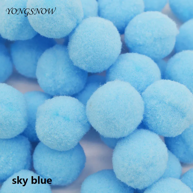 50 шт./лот, 25 мм, разноцветные плюшевые шарики, натуральный мех, помпон, мягкие помпоны, шарики для украшения свадеб, вечеринок, 8Z - Цвет: Sky blue
