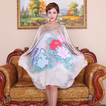 

100% Silk Satin Dress Natural Pure Silk Women Dress Summer New Desigual Plus Size Flower Printed Pattern
