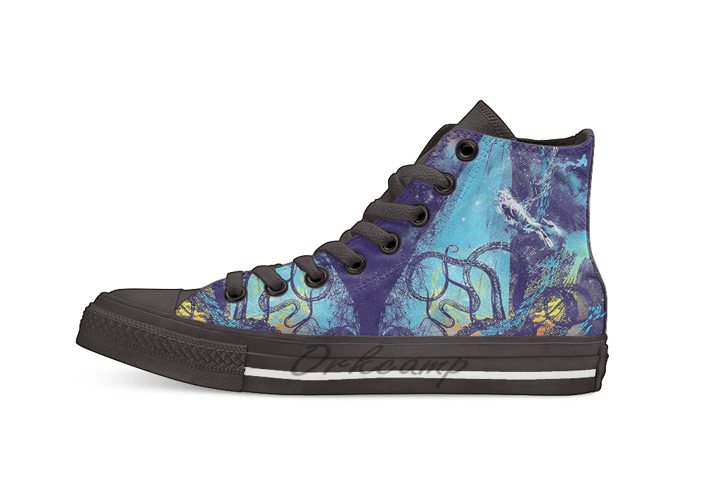 

diving danger Unisex High Top Canvas flat Casual Custom shoes Drop Shipping