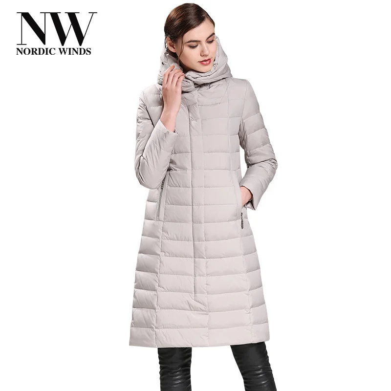 Nordic Winds Winter Thick Down Coat Women XXL Hooded Cocoon Elegant