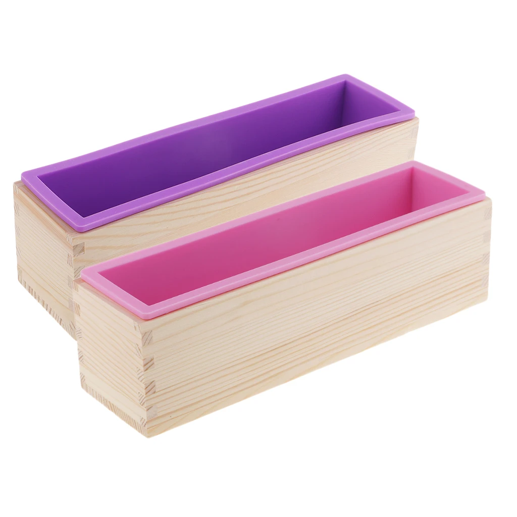 3pcs Rectangular Cavity Silicone Soap Mold Loaf - 3 Colors (Pink, Blue, Purple)
