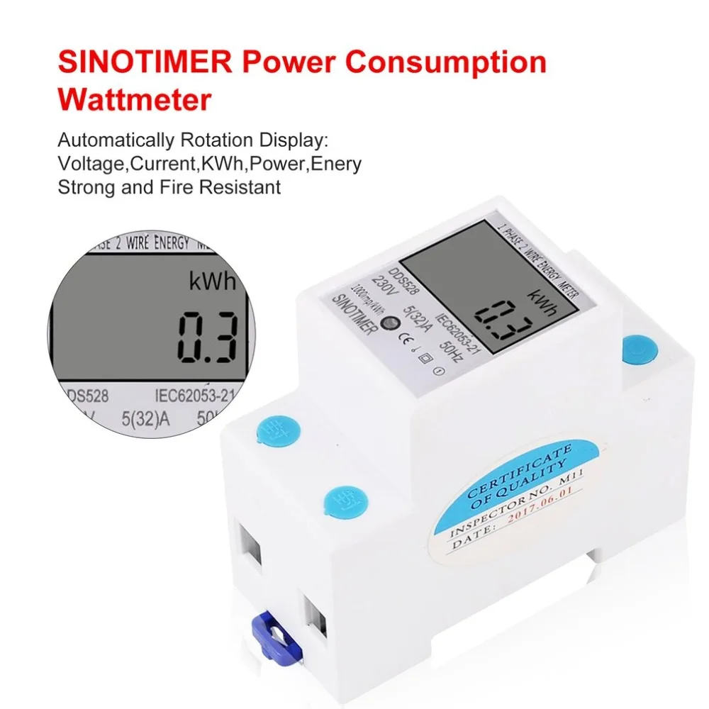SINOTIMER энергопотребление энергии ватт Ампер Вольтметр анализатор кВтч AC 230 в цифровой монитор использования электроэнергии ваттметр