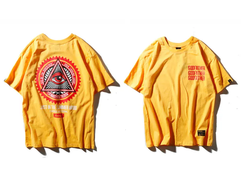 GONTHWID геометрические треугольные футболки мужские хип-хоп с принтом глаза крестного отца повседневные хлопковые футболки хип хоп Уличная футболка