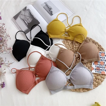 

2020 Bralette Sexy Bras for Women Wire Free Push Up Bra Seamless Deep V Lace Girl Bra Wireless Thin Underwear Lingerie Sujetador
