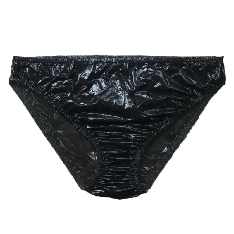 Haian Plastic Bikini Panties EVA Underwear Color Shiny Black