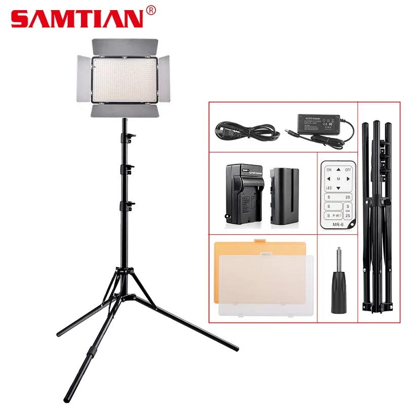 

SAMTIAN TL-600S LED Video Light With Tripod Stand Dimmable 3200K/5500K Photography Lighting LED Panel Lamp Studio Light