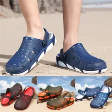 Летние мужские повседневные дышащие легкие шлепанцы с дырками, силиконовые шнурки для пляжа, эластичная легкая мужская обувь 01