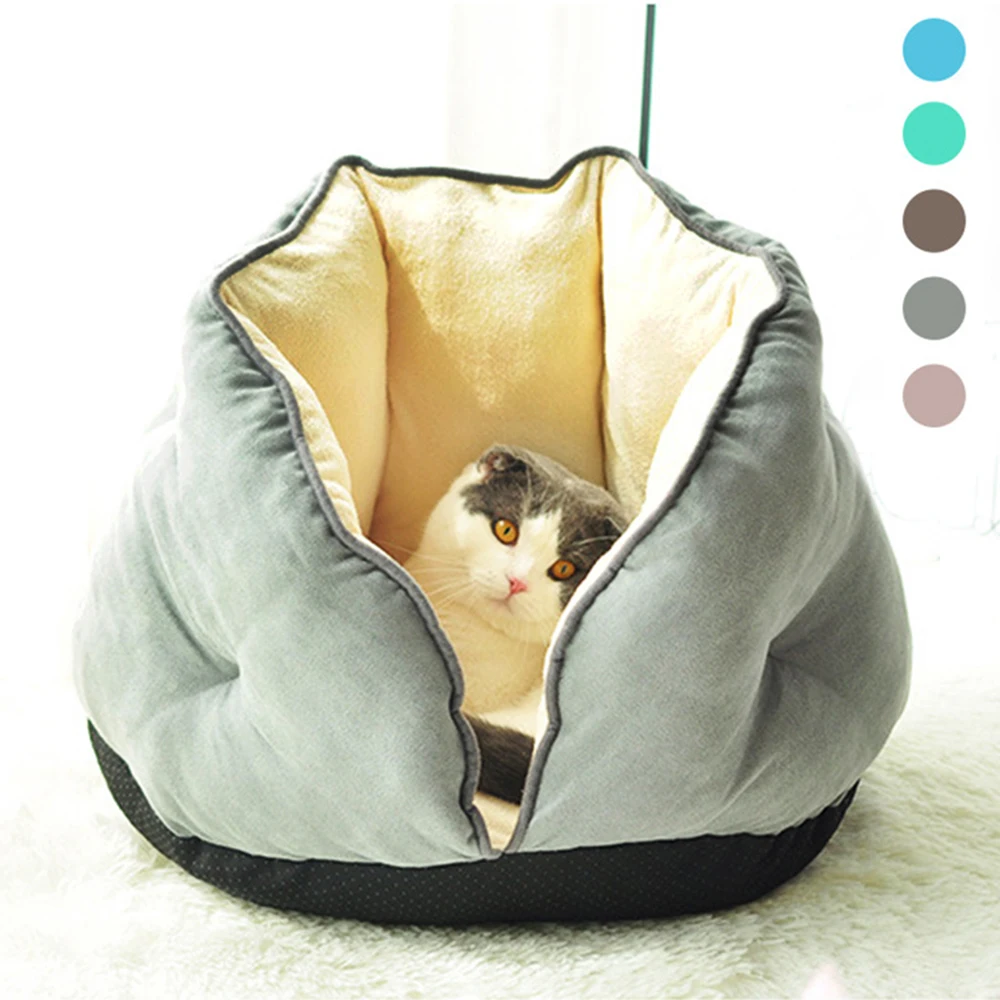 

Semi-Closed Deep Pet Bed Winter Soft Kitten House Warm Dog Bed for Small Dogs Thicken Suede Cat Nest Puppy Sleep Cats Cattery