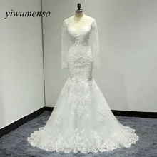 Vestido de noiva prince Wedding dresses 2017 Appliques Lace Long Sleeves Wedding dress sexy Mermaid bridal gowns robe de mariee