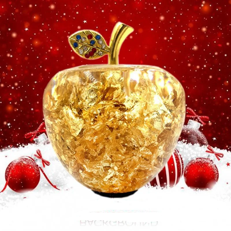 1 шт. новая хрустальная в стиле модерн Золотая фольга яблоко креативный подарок на год, роскошное Золотое яблоко лучший домашний декор LH 004