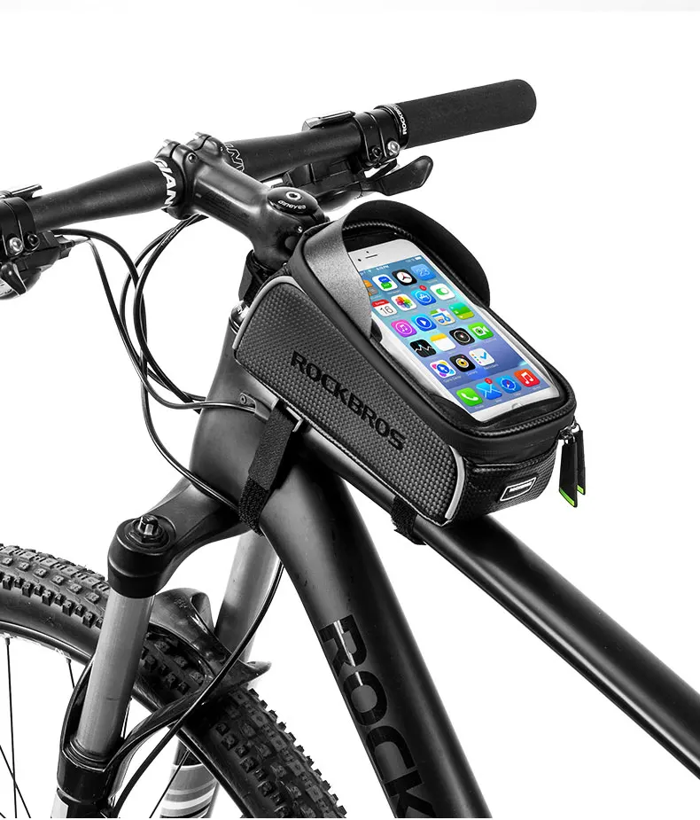 Cheap Rockbros Bicycle Accessories Cycling Bag Waterproof Touch Screen Top Front Tube Bag Trunk for a Bicycle Phone Bag 6.0 inch 18