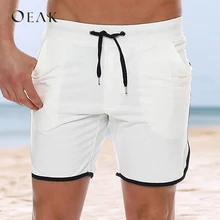 OEAK повседневные Лоскутные шорты с карманами летние мужские шорты пляжные прямые половина брюки