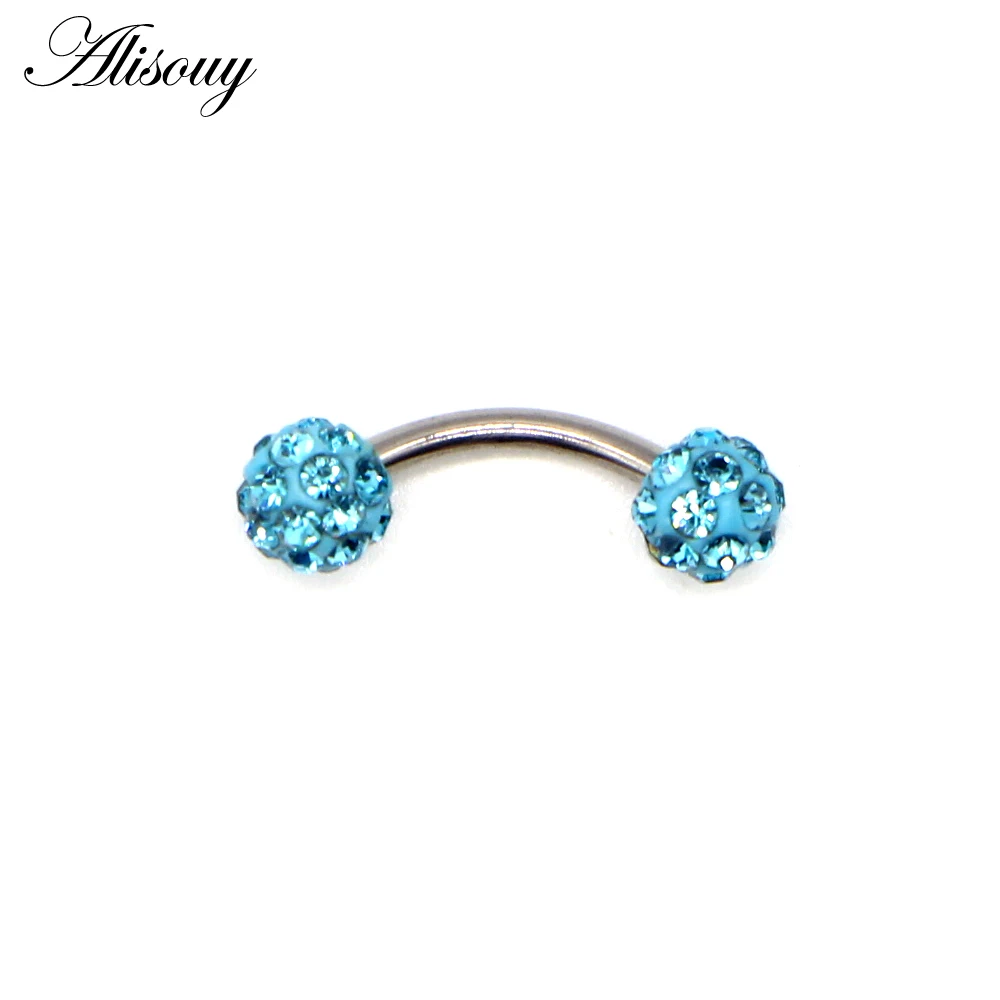 Alisouy 1Pc Disco Eyebrow Piercing Industrial Labret Bar Body Jewelry Stainless Steel Helix Piercing Ring Lip Curved Barbells 