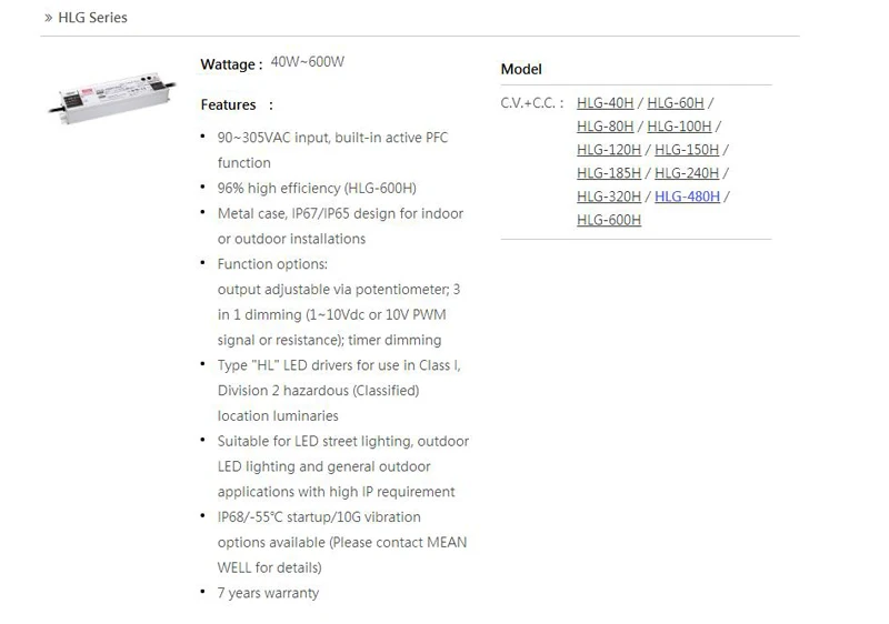 MEAN WELL светодиодный драйвер MW ELG HLG 36 в 48 в 75 Вт 100 Вт 150 Вт 200 Вт 240 Вт 300 Вт 480 Вт 600 Вт блок питания IP65 Meanwell Регулируемый трансформатор