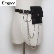 Engyee мини Панк поясная сумка Женская поясная сумка кожаный чехол прозрачная поясная сумка на цепочке поясная сумка черные хип-сумки Прямая