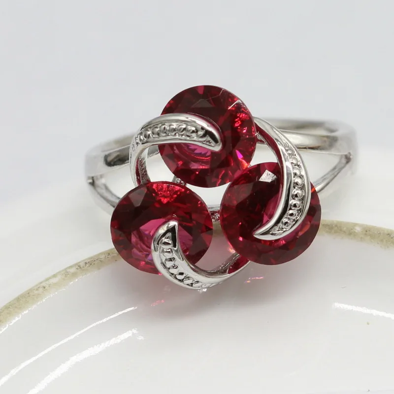 925 Sterling Silver Rings for Women Fashion Round Green Blue Semi-precious Stone Ladies Daily Ring Rings Free Jewelry Gift Box