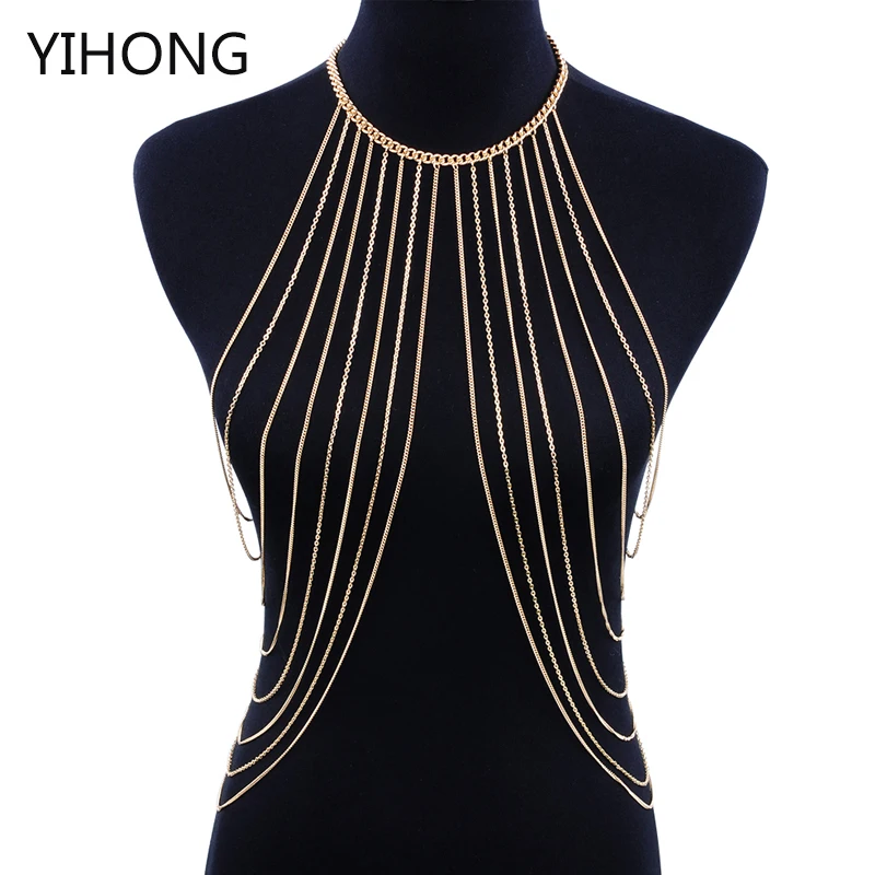 

New Fashion Simple Body Chain Sexy Summer Beach Bikini Chain Vintage Gold Color Body Jewelry for Women