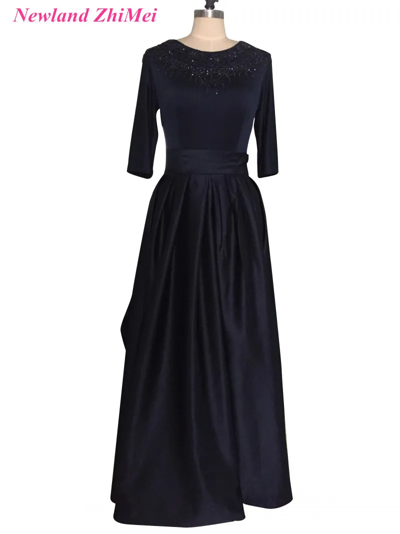 New Fashion 2017 Navy Blue Prom Dress Three Quarter Sleeves Charming