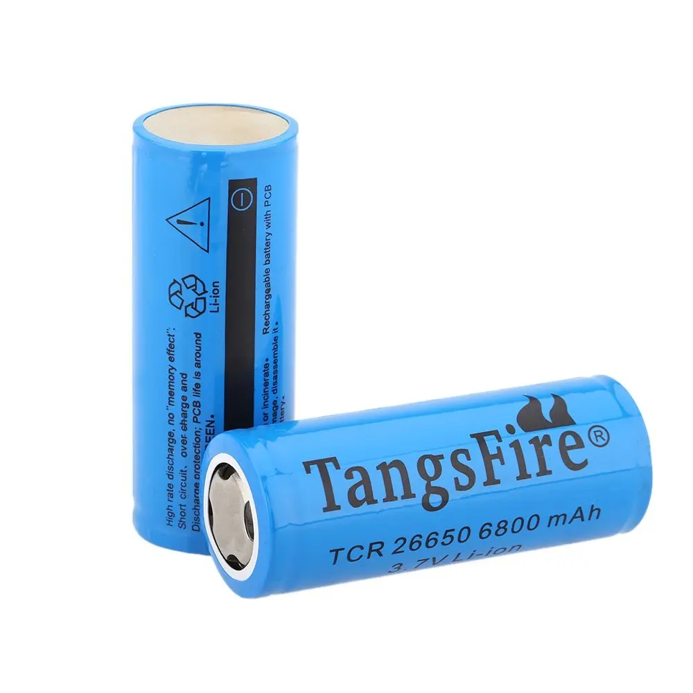 TangsFire 2 шт 6800 mAh 26650 3,7 V литий-ионный аккумулятор с защищенной печатной платой
