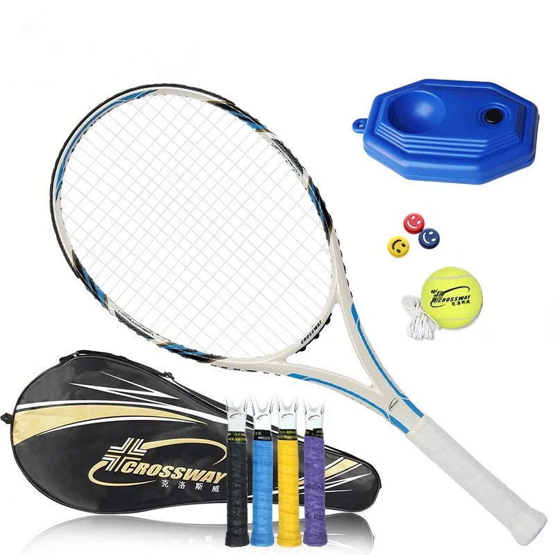 1 шт. углеродного волокна теннисные ракетки Raquets высокого качества 55-60 кг Для женщин для тренировок конкуренции с сумка мяч строки sweatband - Цвет: Blue and white