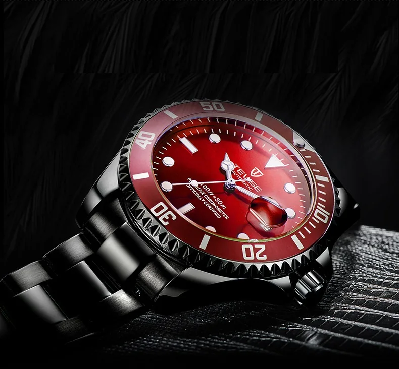 1TEVISE Red Watch Men Creative Luminous Watches Date Waterproof Clock Man Blue Automatic Watch Purple Mechanical Wristwatches (1)