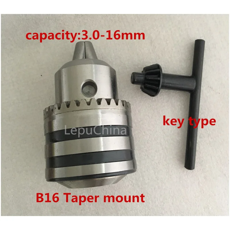 Drill chuck 3 16mm B16 taper mount key type hammer chuck high quality