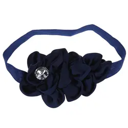 Красивая шифоновая повязка на голову с цветком для маленьких девочек (темно-синий)