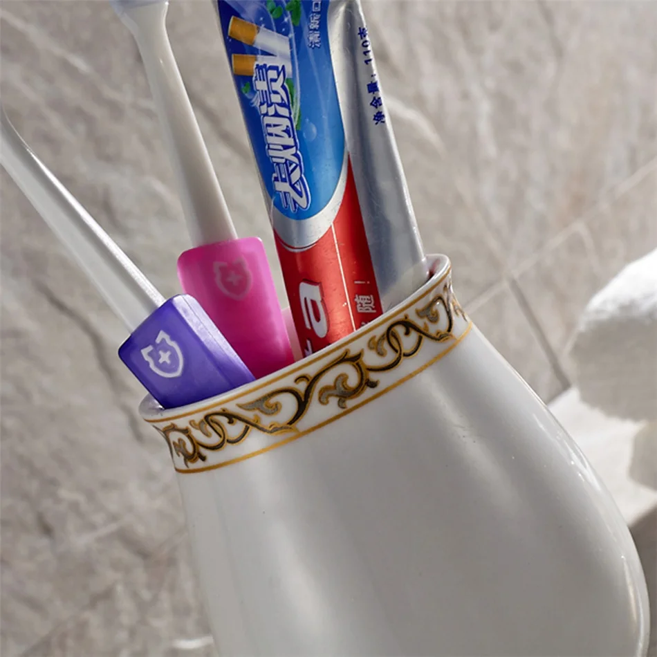 Лейден античная латунь/Orb резные цветочным узором Зубная щётка держатель с одной керамики Медь чашка стакан Аксессуары для ванной комнаты