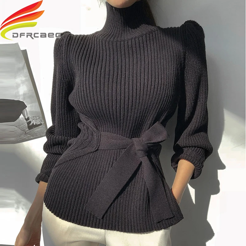 Najtaniej 2019 jesienne zimowe damskie swetry i pullovery dzianiny elastyczność sweter w stylu casual Fashion golf ciepłe swetry damskie