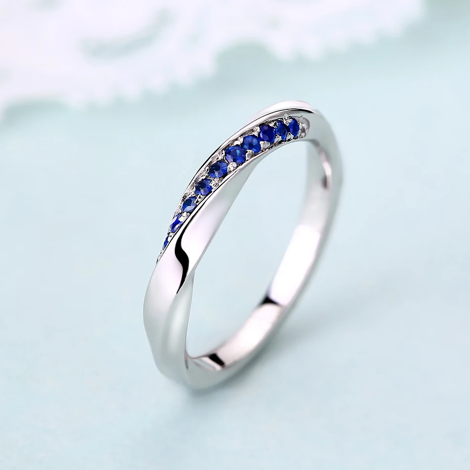 ALLNOEL женское серебряное кольцо из натуральной 925 пробы 1,3 мм, кольцо с синим сапфиром, роскошное свадебное обручальное ювелирное изделие из розового золота, 3 цвета