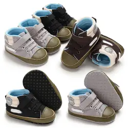 Обувь для новорожденных; теплая парусиновая Осенняя обувь с мягкой подошвой для мальчиков; Повседневная парусиновая обувь для мальчиков