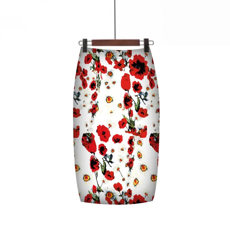 Women Skirts Print Flowers Pencil Skirt Summer OL style Skirts Fashion Elegant Faldas Mujer Jupe 20 Colors - Цвет: Коричневый