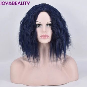 

JOY&BEAUTY Short Body Wave Synthetic hair Wig High Temperature Fiber Dark blue 14inch For Black Women
