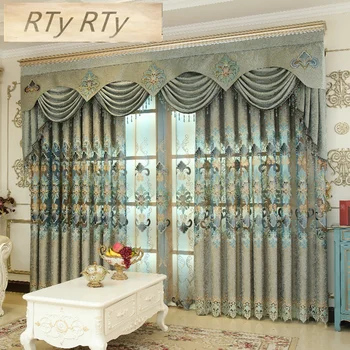 

2019 hot European high-grade luxurious Curtain Cloth for Bedroom sheer Voile curtains for Living Room window curtain kitchen