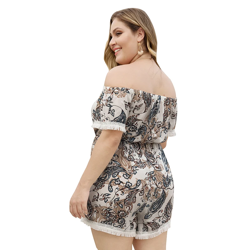 Diwish Women Summer Playsuits Beach Slash Neck Casual Jumpsuit Wide Leg Playsuits Off Shoulder Plus Size Jumpsuits XL-4XL Diwish Women Summer Playsuits Beach Slash Neck Casual Jumpsuit Wide Leg Playsuits Off Shoulder Plus Size Jumpsuits XL-4XL