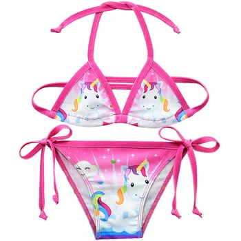 

2019 Unicorn Girls Swimsuit 3-12 Years Two Piece Children's Swimwear Girls Bikini Set Unicorn Beachwear G48-8076