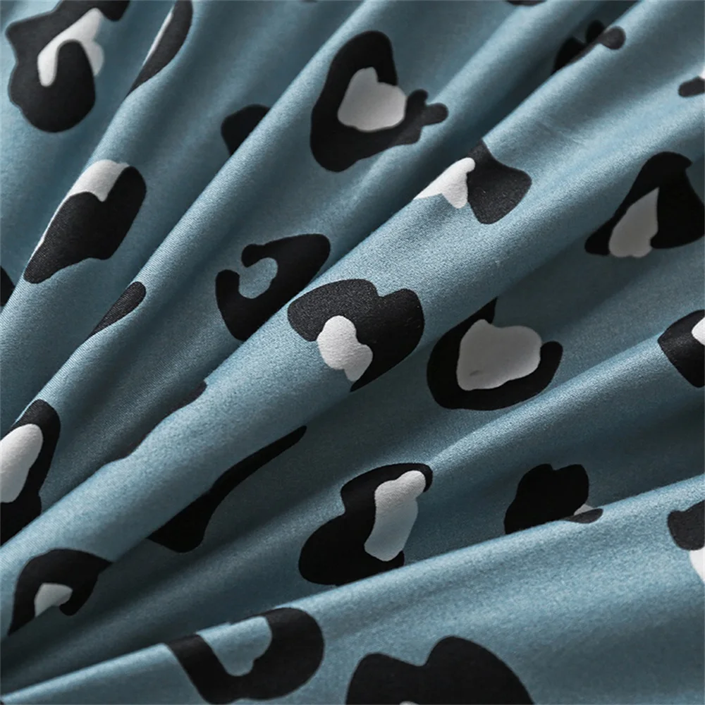 EHOMEBUY 2019 الموضة الحديثة أطقم أغطية أسرة ناعمة الأزرق الأسود Ieopar ثلاثة أو أربعة مجموعات المنزل فندق غرفة نوم الفراش مجموعات جديد وصول