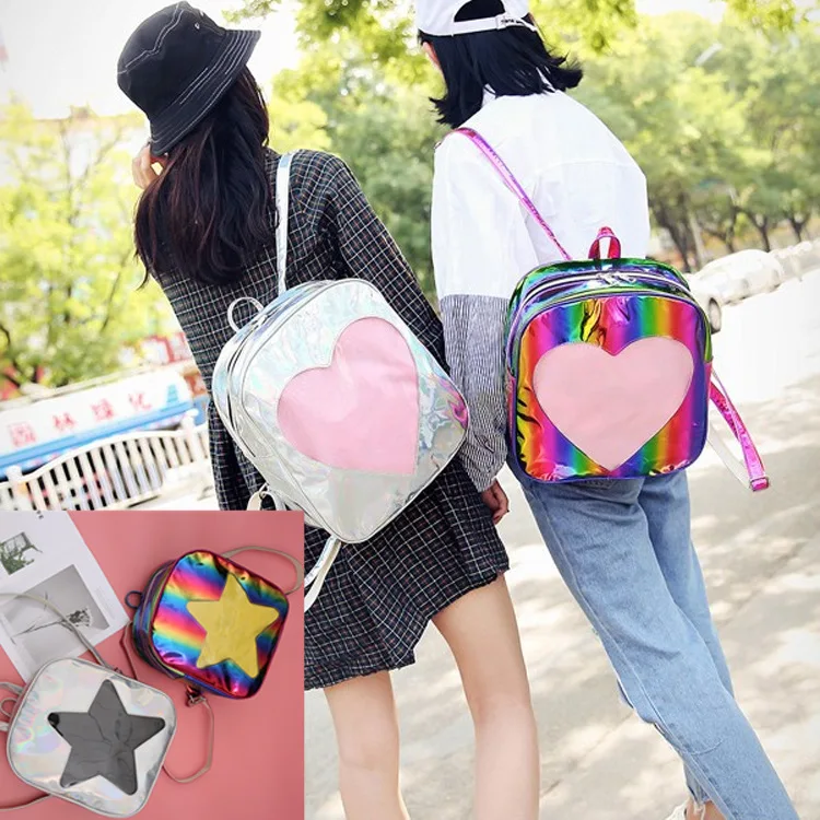 Mochila леди 2018 Радуга Цвет Сердце Звезда дизайн стильный красочный рюкзак милый
