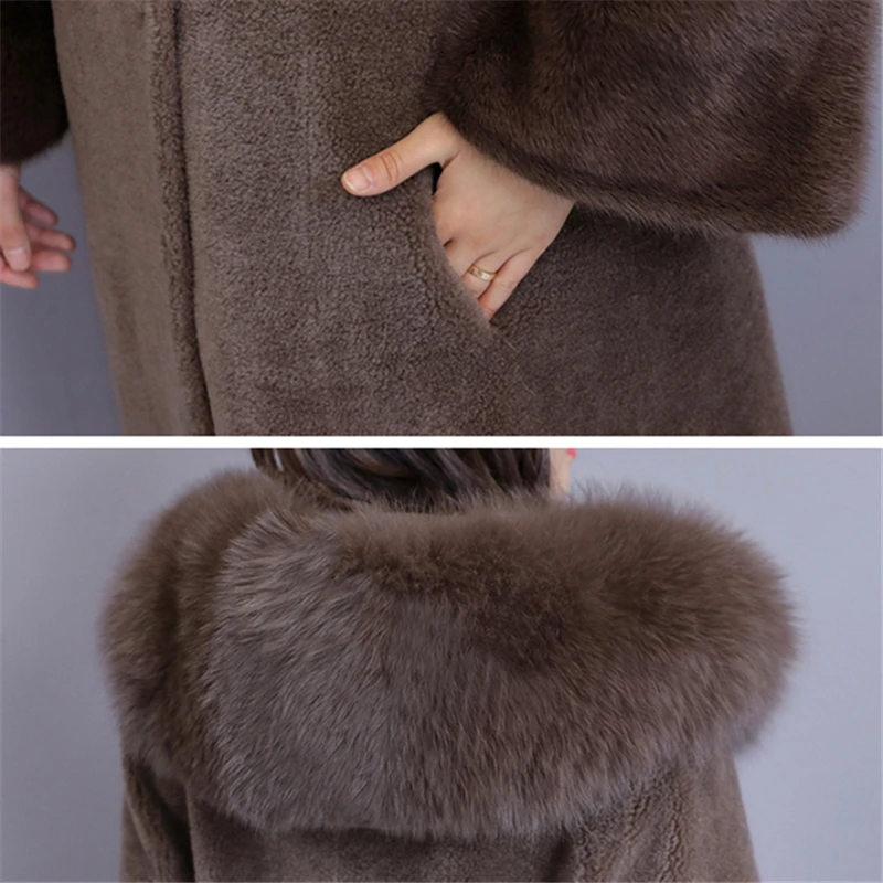Winter Warm Long Mink Coat Women Fox Fur Collar Hooded Fake Fur Jacket Women Overcoat Plus size Elegant Ladies Outerwear M-4XL Winter Warm Long Mink Coat Women Fox Fur Collar Hooded Fake Fur Jacket Women Overcoat Plus size Elegant Ladies Outerwear M-4XL