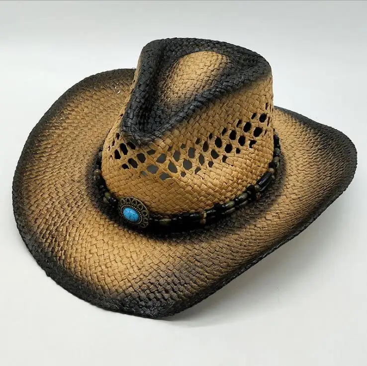 Западные Ковбойские шляпы для мужчин и женщин, летние соломенные пастушки, карнавальный костюм, гофрированные западные шляпы, сомбреро Хомбре, ковбойские шляпы для мужчин A059 - Цвет: version 2