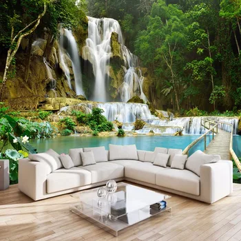 

Forest Waterfall Nature Landscape Photo Wall Mural For Bedroom Living Room Sofa Backdrop Decor Non-woven Customized 3D Wallpaper